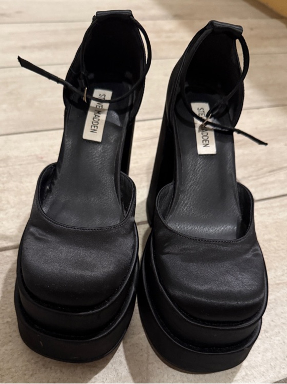 Steve Madden Charlize satin platform heels Black